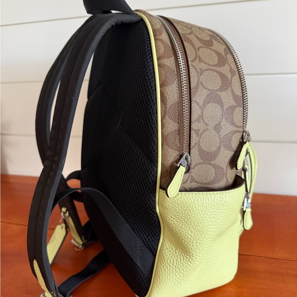 Coach Signature Brown and Lime Green/Pale Yellow Backpack main image 11